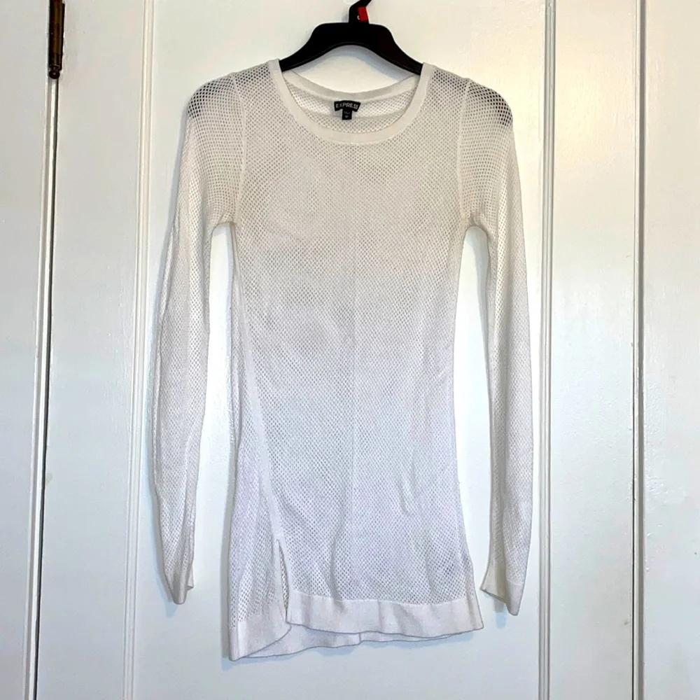 Express Crochet Mesh Tunic Sweater - Picture 1 of 7